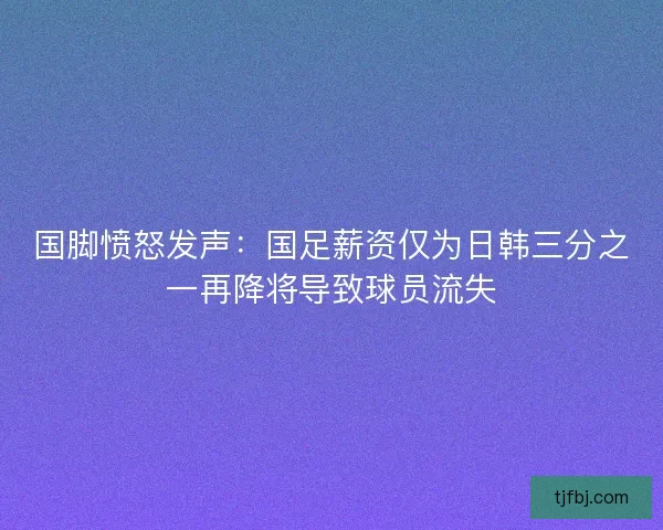 国脚愤怒发声：国足薪资仅为日韩三分之一再降将导致球员流失