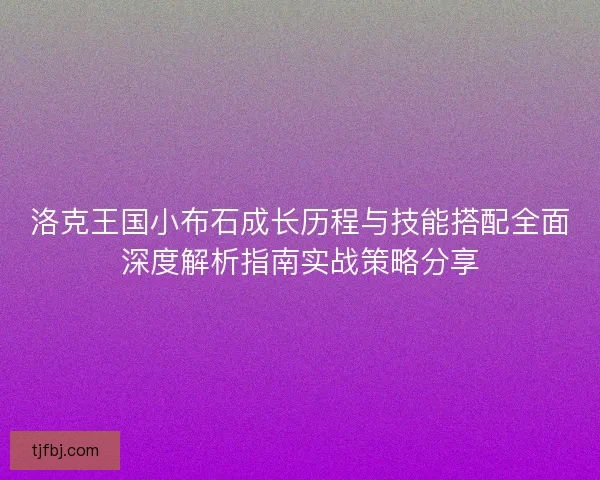 洛克王国小布石成长历程与技能搭配全面深度解析指南实战策略分享