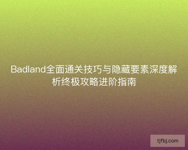 Badland全面通关技巧与隐藏要素深度解析终极攻略进阶指南